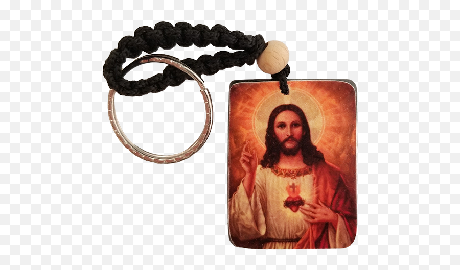 Holy Land Icon Keychain Jesus Sacred Heart Hand Carved Serpentine Stone Png Keyring
