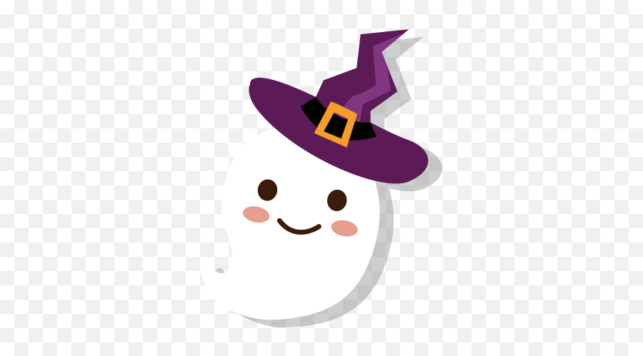 Ghost Witch Wizard Hat Cute Cartoon Halloween Trickortr - Cartoon Png,Wizard Hat Png