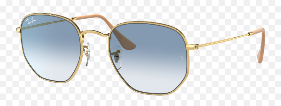 Hexagonal Sunglasses In Gold And Light Blue Ray - Ban Ray Ban Hexagonal Blue Gradient Png,Silhouette Glasses Tma Icon