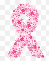 Breast Cancer Flowers Ribbon - png