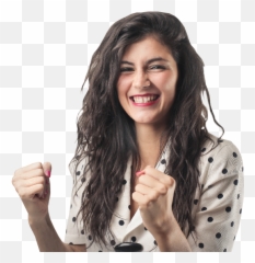 Woman Cheering With Her Arm Raised - Clip Art Png,Excited Png