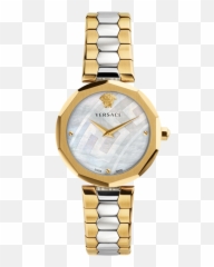 Versace U2014 Hybrid Motion - Versace Idyia Two Tone Stainless Steel Mother Of Pearl Bracelet Watch Png,Versace Png