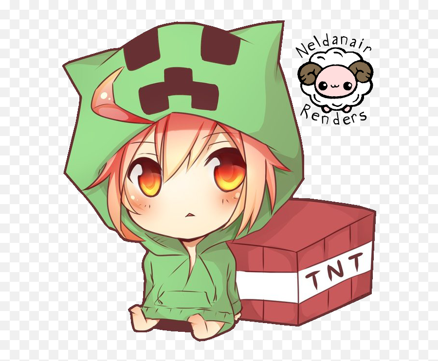 Minecraft Creeper - Anime Girl Chibi Minecraft Png,Anime Girl Sitting Png