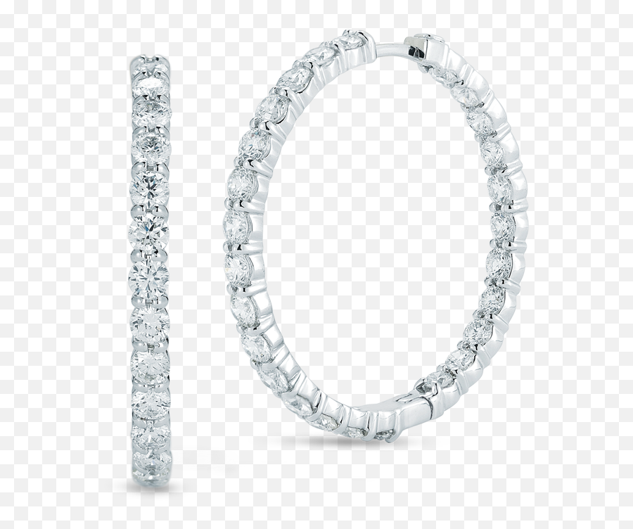 Large Inside Outside Diamond Hoop Earrings - Solid Png,Diamond Earrings Png