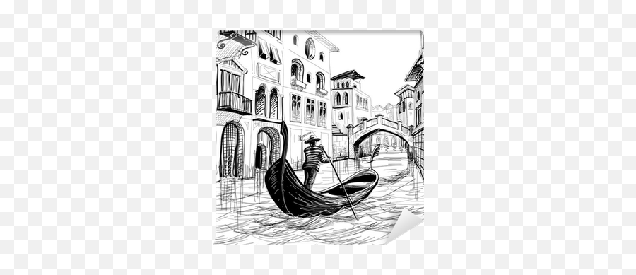 Wall Mural Gondola In Venice Vector Sketch - Pixersus Gondola Venice Sketch Png,Gondola Icon Venice