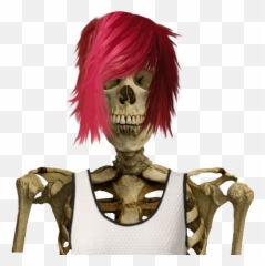 Red Haired Skeleton Transparent Background Free Png Images - Skeleton With Hair