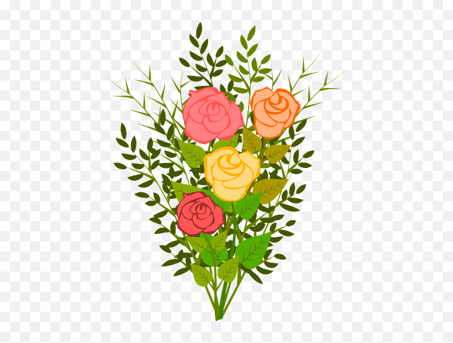 Rose Illustration - Roses Flowers Floral Flowery Branch Png,Rose Bush Png