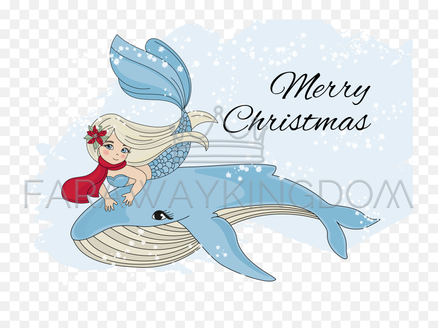 Merry Christmas Vacation Mermaid Vector Illustration Set - Vector Graphics Png,Merry Christmas Logo