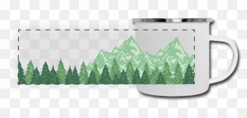 Download Mountains And Evergreen Trees Camper Mug - PNG On Png