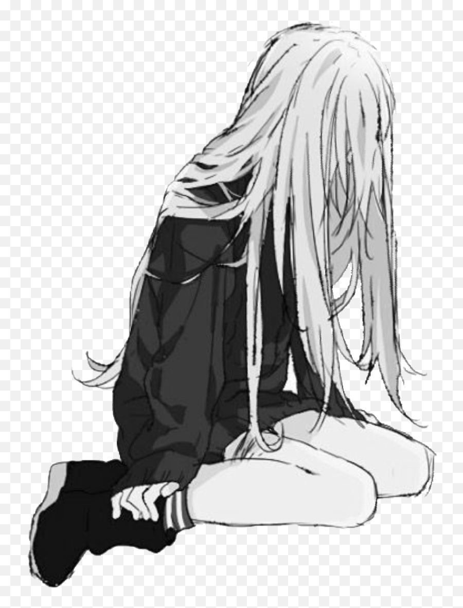 Anime Girl Sad Wallpapers - Sad Girl Anime Png,Anime Girl Sitting Png