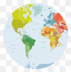 Download World Map Linoleum Round Mat D - 2 World Map Round Round World Map Png,Map Of The World Png