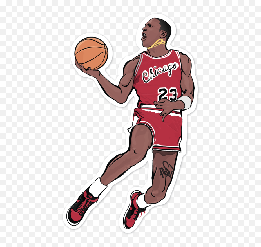 A Single Sticker Of Micheal Jordan - Michael Jordan Cartoon Drawing Png,How To Draw Jordan Logo