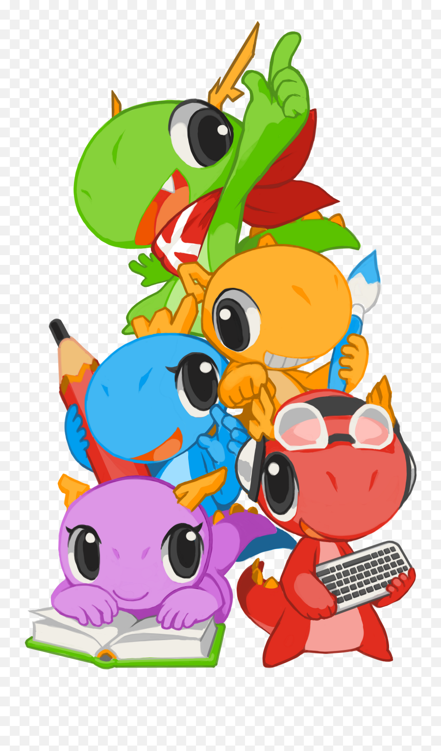 Konqi And His Colorful Friends - Open Source Mascots Png,Friends Png