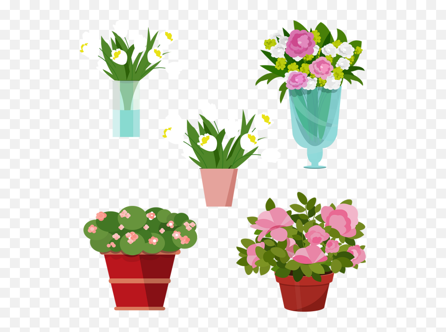 Flower Vase Collection Vector Flowers Floral - Flower Vase Clipart Png Hd,Flowers Png Vector