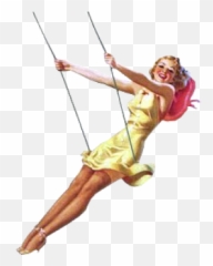 Download Pin Up Girl Png Transparent - Vintage Woman On Swing,Pin Up Girl Png