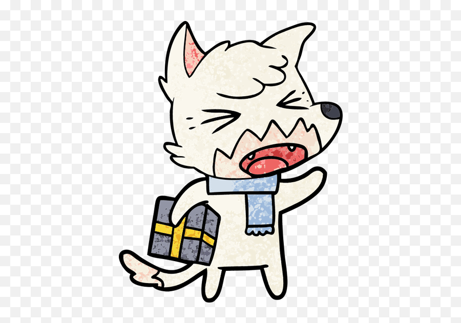 Angry Cartoon Fox With Gift - Christmas Wolf Png,Wolf Cartoon Png