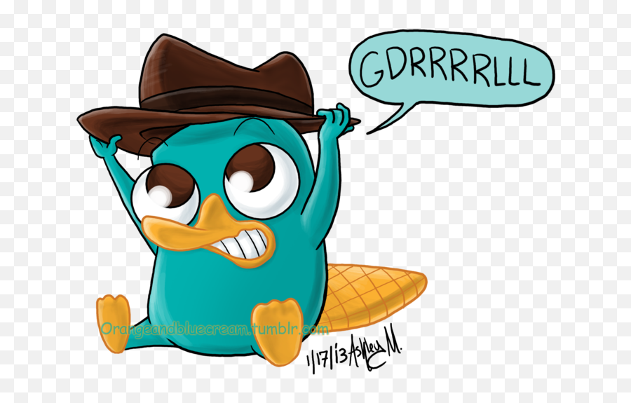 Download Hd Baby Perry S First Hat By - Platypus With A Hat Png,Perry The Platypus Png