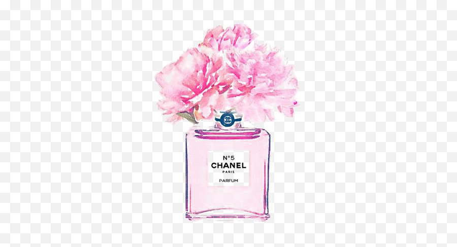Download No Perfume Watercolor Coco Painting Chanel Hq Png - Chanel Flower Perfume Bottle,Chanel No 5 Logo