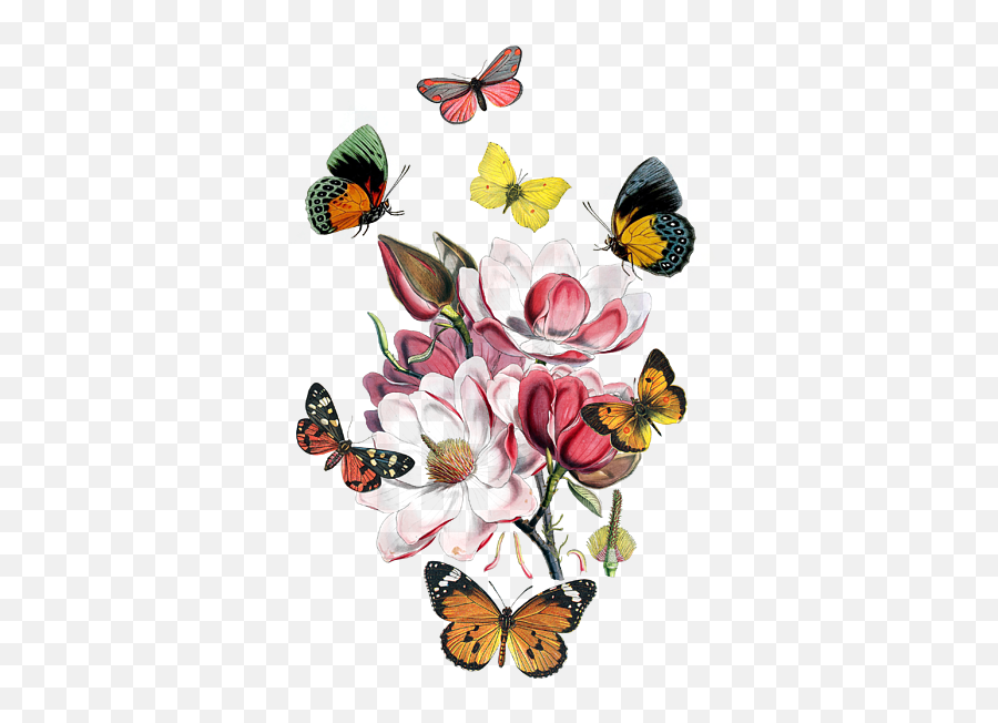 Magnolia With Butterflies Puzzle - Flowers Art Png,Coffee Icon Magnolia