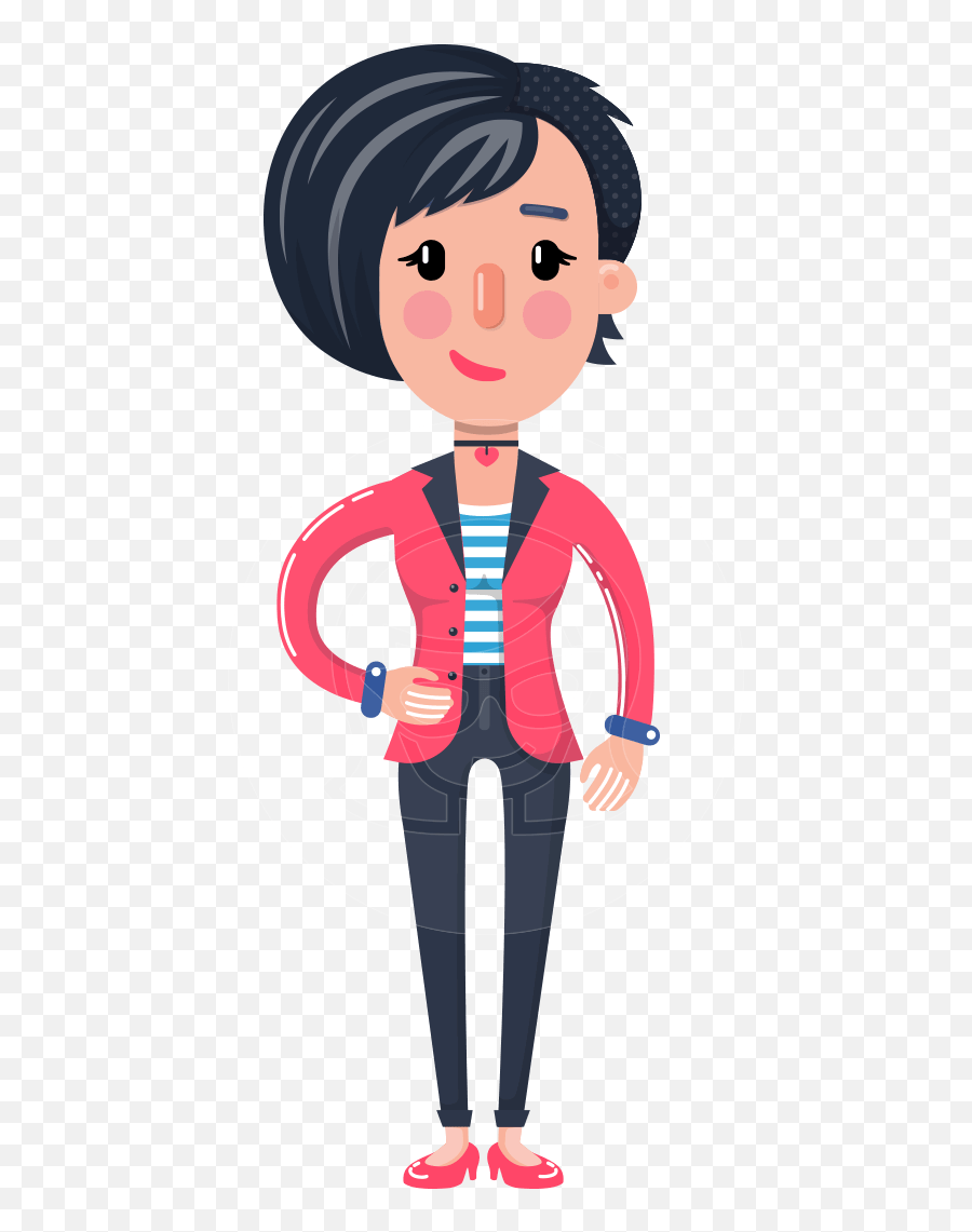Cartoon Girl With Short Hair Vector Character - Cartoon Girl Cartoon Pointing Towards Left Png,Short Hair Png