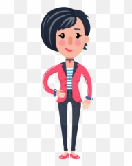 Cartoon Girl With Short Hair Vector Character - Pointing Towards Left png