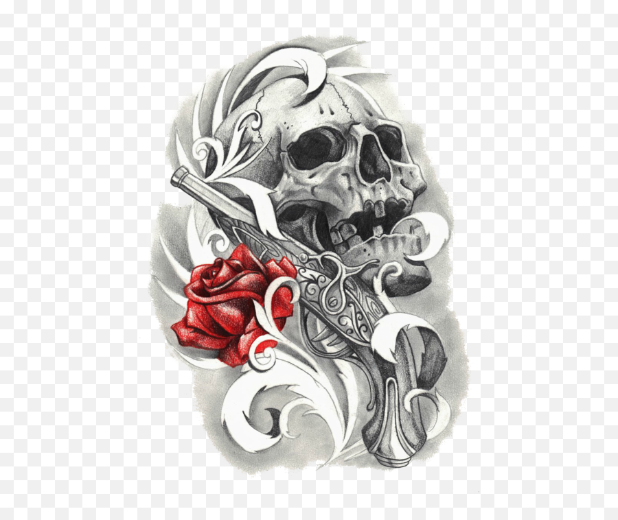 Skull Tattoo Design Png Transparent - Guns And Roses Tattoo,Transparent Tattoos