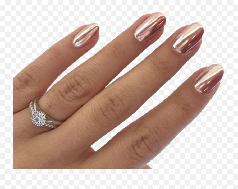 Download Hd Report Abuse - Rose Gold Chrome Short Gel Nails Rose Gold Nails Acrylic Png,Nails Png