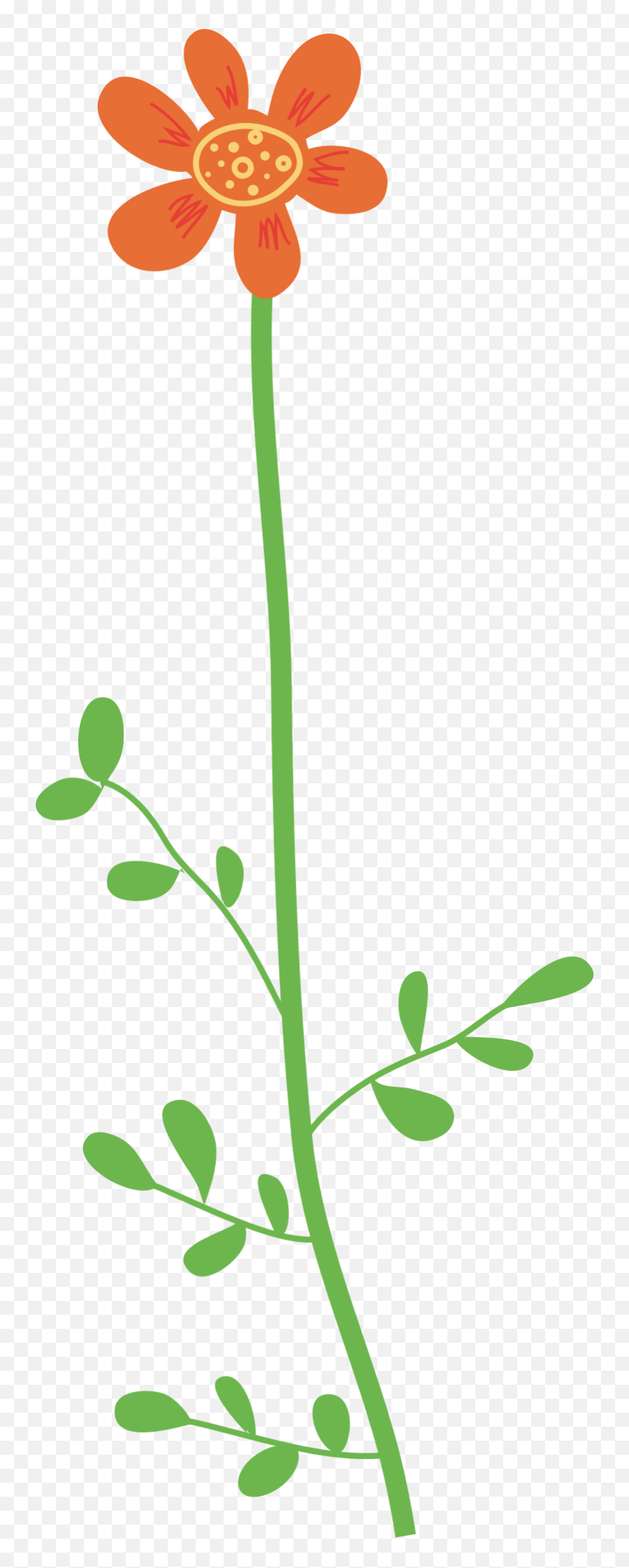 Library Of Flower With Leaves Vector Black And White Png - Long Stem Flower Clipart,Wild Flowers Png