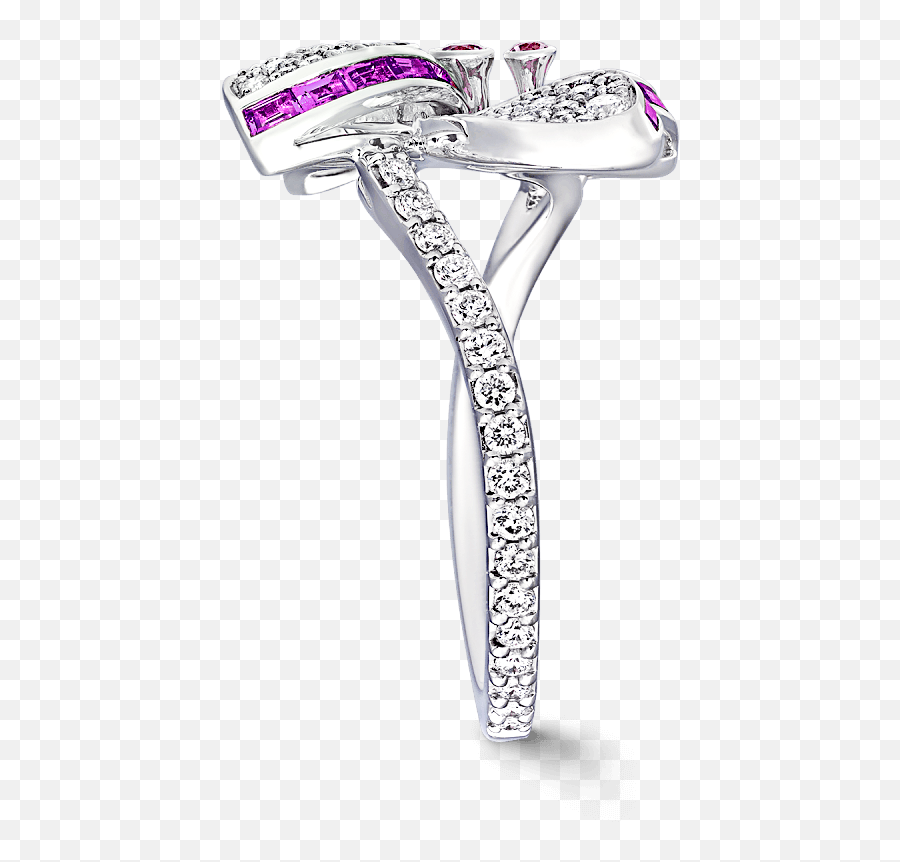 Pink Purple Sapphire Diamond Ring - Pink Diamond Butterfly Rings Png,Purple Diamond Png