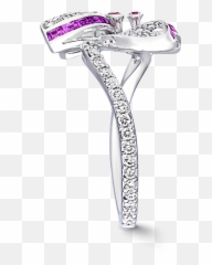 Pink Purple Sapphire Diamond Ring - Pink Diamond Butterfly Rings Png,Purple Diamond Png