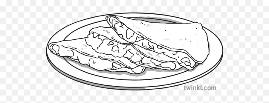 Quesadillas Black And White Illustration - Twinkl Dish Png,Quesadilla Png