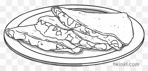 Quesadillas Black And White Illustration - Twinkl Dish Png,Quesadilla Png