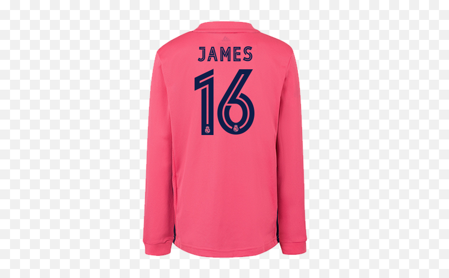 16 James Real Madrid Youth Away Long Sleeved Shirt 2021 Pink - Real Madrid Kit 2020 21 James Rodriguez Png,James Rodriguez Png