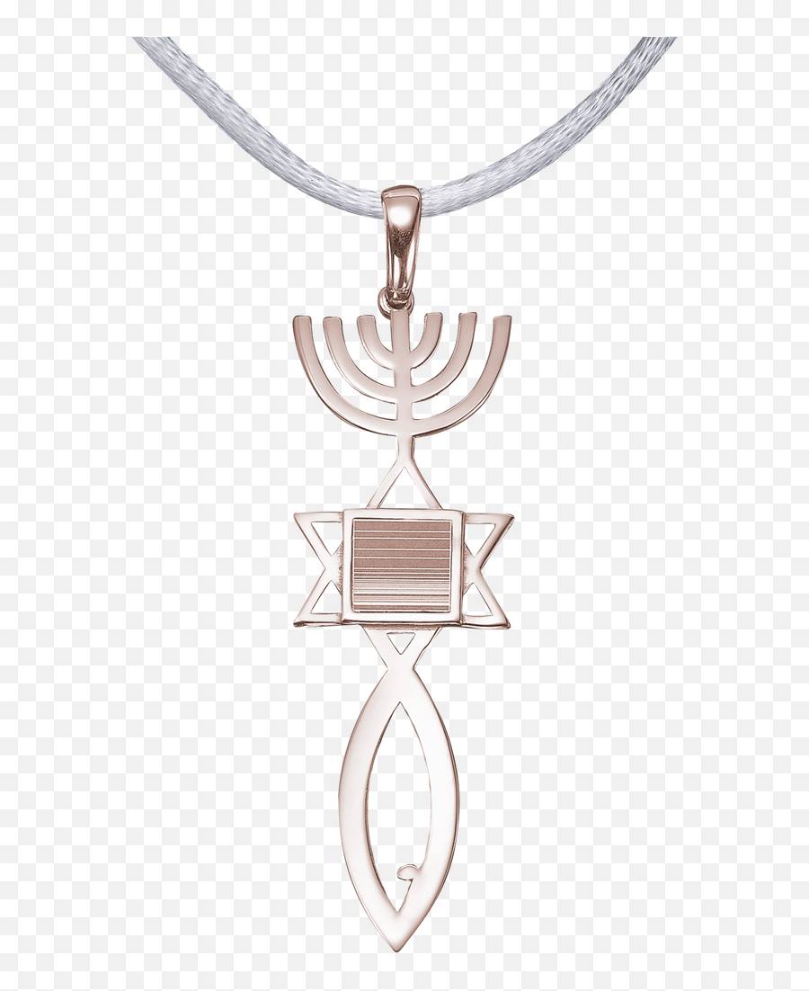 Messianic Seal Of Jerusalem Pendant Necklace - Vermeil White Gold Solid Png,Gold Menorah Icon