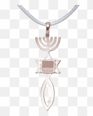 Messianic Seal Of Jerusalem Pendant Necklace - Vermeil White Gold Solid png