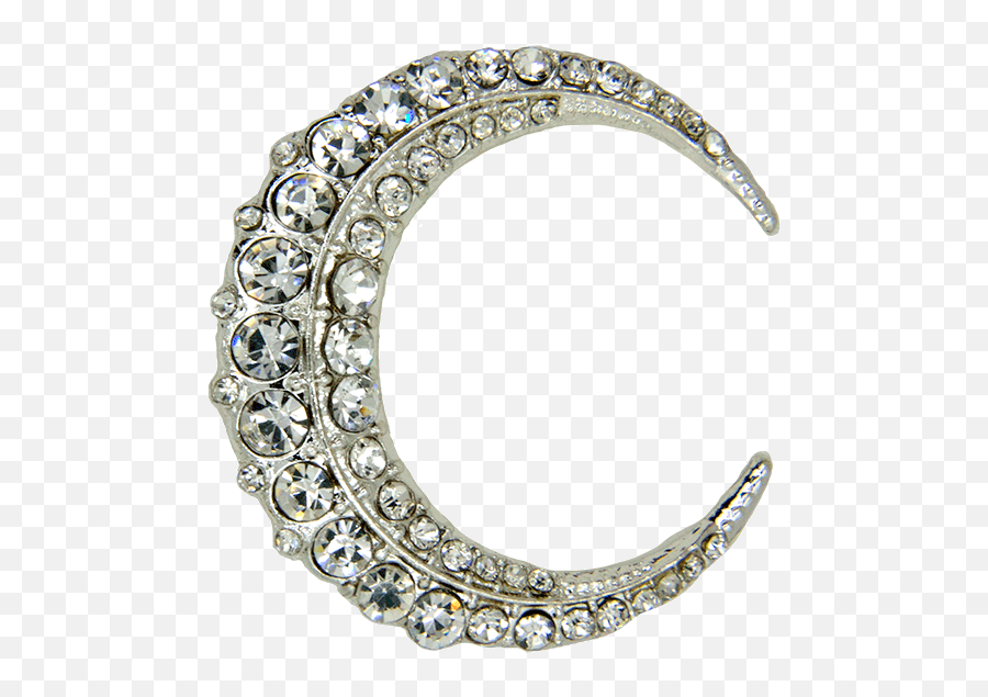 Download Rhinestone Moon Pin Silver - Body Jewelry Full Body Jewelry Png,Rhinestone Png