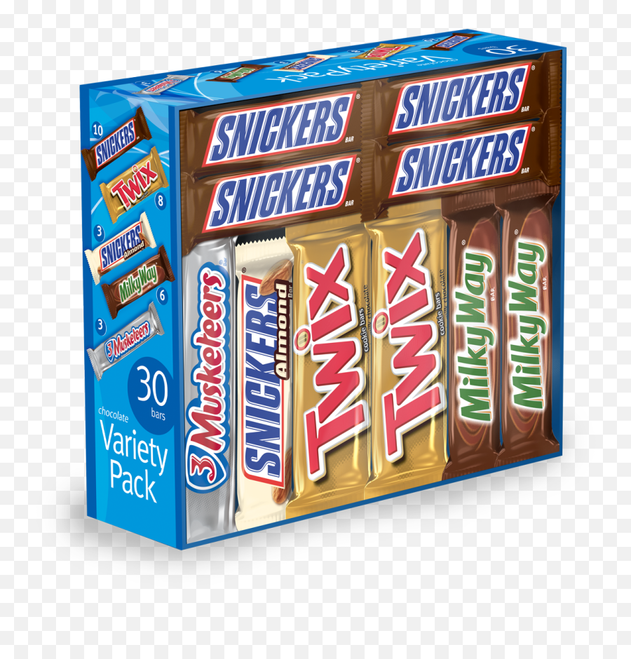 Mars Chocolate Full Size Candy Bars - Candy Bar Variety Pack Png,Snickers Png