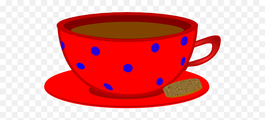 Red Cup Saucer Blue Polka Dots Clip Art - Cup And Saucer Clipart Png,Red Cup Png