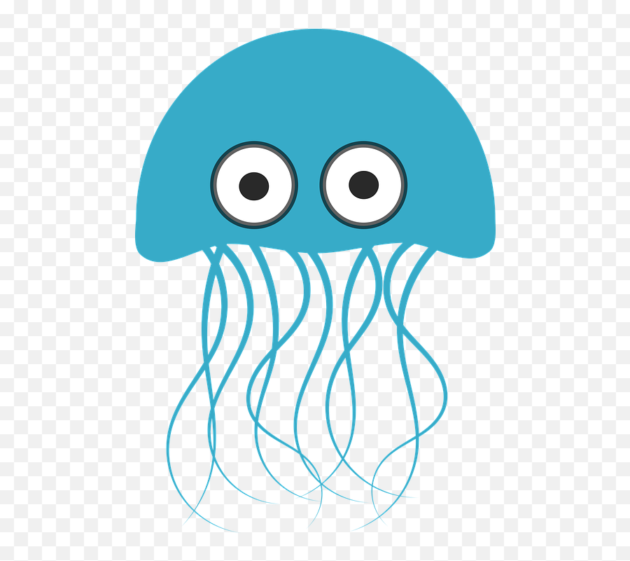 Blue Cartoon Jellyfish - Cartoon Jellyfish Transparent Background Png,Jellyfish Png