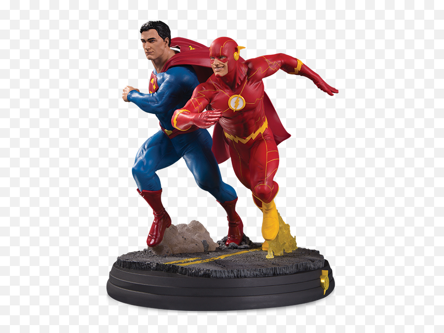 Superman Vs The Flash Racing Statue - Flash And Superman Race Statue Png,Flash Transparent