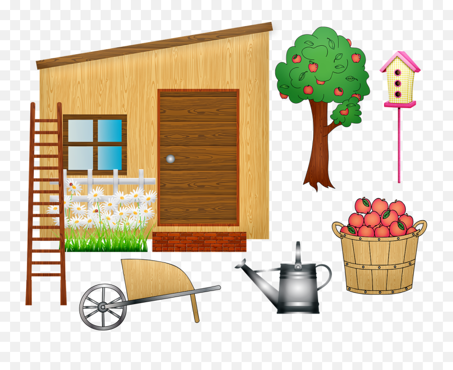 Garden Shed Wheelbarrow Ladder - Free Image On Pixabay Garden Shed Clip Art Png,Shed Png