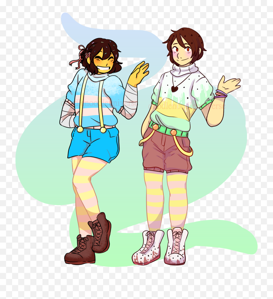 Download My Art Undertale Chara Frisk Charisk Mint - Chara And Frisk Arts Png,Frisk Transparent