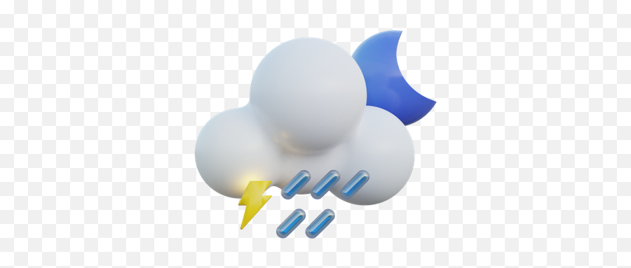 Premium Snowy And Lightning Clear Night 3d Illustration - Lightning Png 3d Iconscout,Android Weather Icon