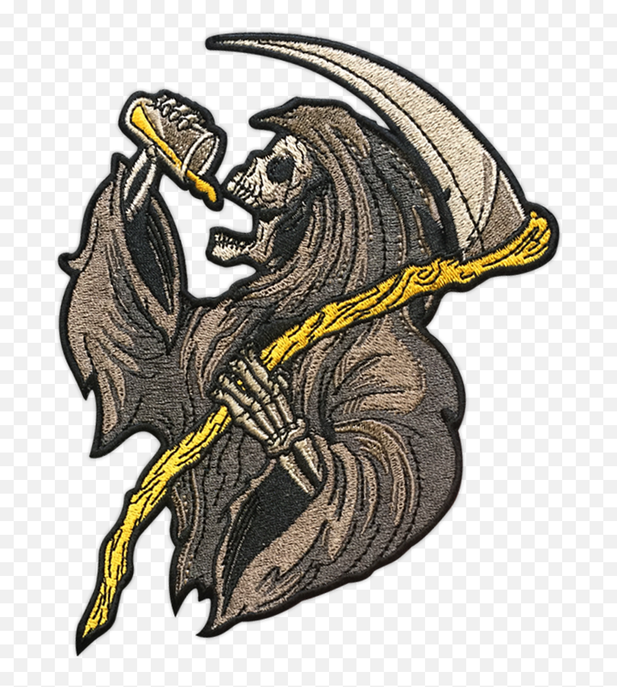 Large Drinkinu0027 Reaper Patch - Grim Reaper With Beer Png,Grim Reaper Png