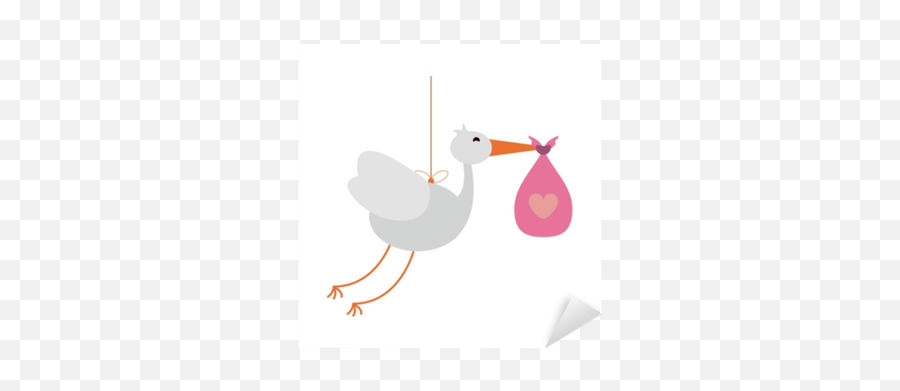 Sticker Stork With Baby Bag - Pixershk Cegonha Azul E Rosa Png,Stork Icon