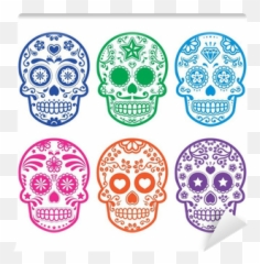 Wall Mural Mexican Sugar Skull Dia De Los Muertos Icons Set - Mexico Skull png