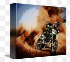 Dirt Bike In Cloud Of Dust By Elaine Plesser - Motorcycle png