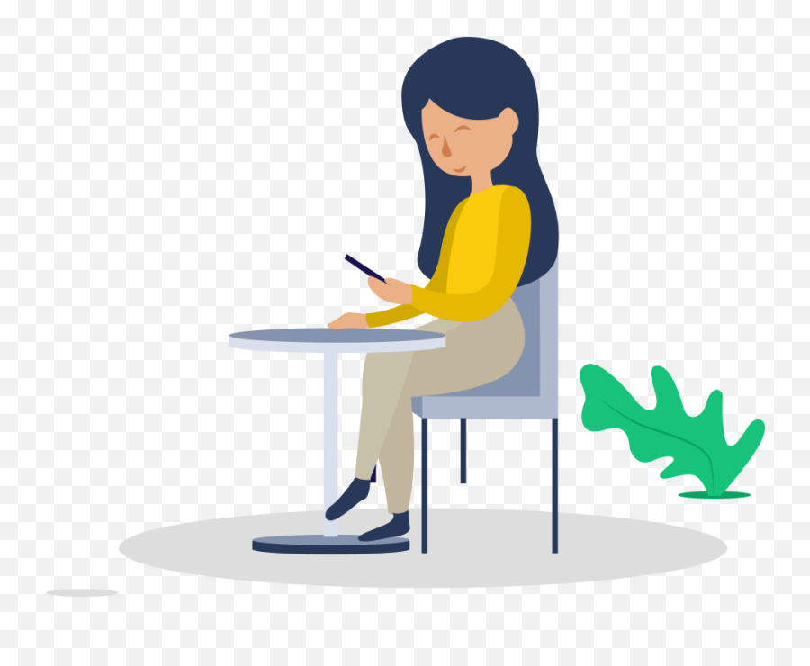 Illustration Of A Woman Sitting Holding Her Phone Clipart - Person Holding Phone Clipart Png,Holding Phone Png