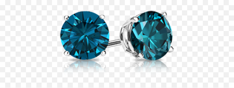 14k Gold Blue Diamond Stud Earrings 12cttw - Natural Ruby Earrings Studs Png,Diamond Earrings Png