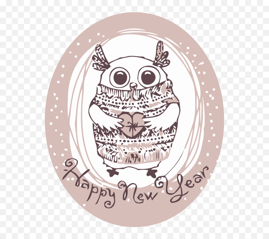 Download New Year Owl Bird Of Prey Circle For Happy - Happy New Year Owl Png,Prey Png